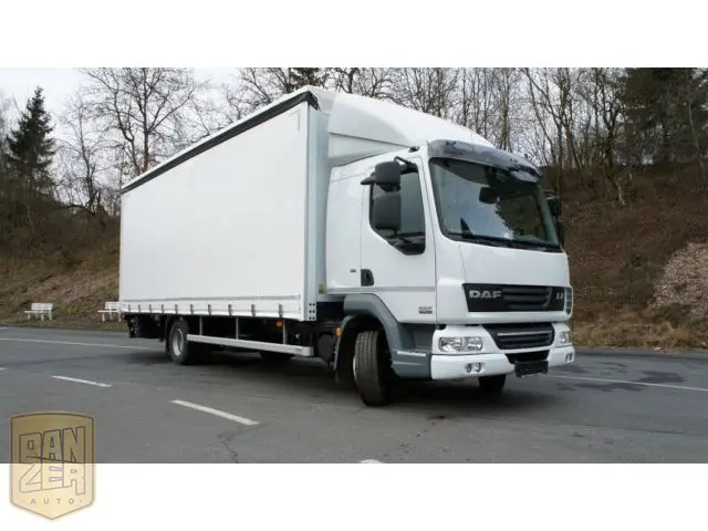 DAF LF 45.210, новый, полная штора 42 м3, все загрузки, 2014г, гидролифт Dautel DL 2000 кг, спальник - фото
