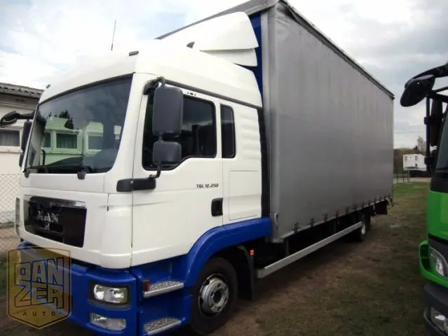 MAN TGL 12.250 L, штора 54 м3, кузов 7.2м, гидролифт, 2 спальника, автономка, кондиционер - фото