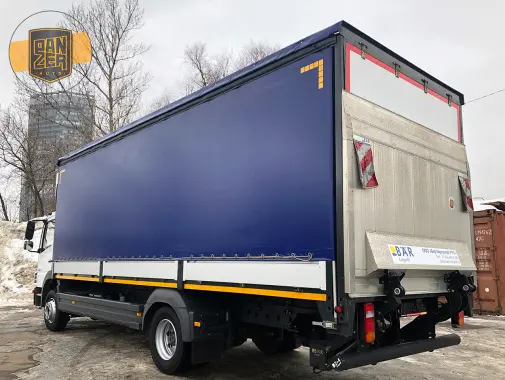 Mercedes Atego 1218L, 2017 г, шторно-бортовой 45 м3, гидролифт - фото