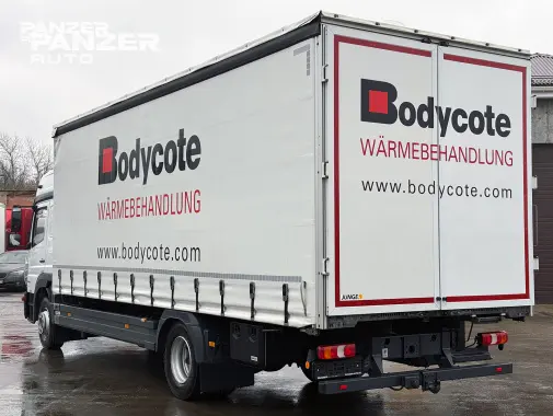 Mercedes Atego 1230, 2019 год, штора 46 кубов, ворота - фото