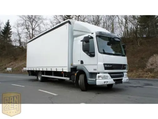 DAF LF 45.210, новый, полная штора 42 м3, все загрузки, 2014г, гидролифт Dautel DL 2000 кг, спальник - фото